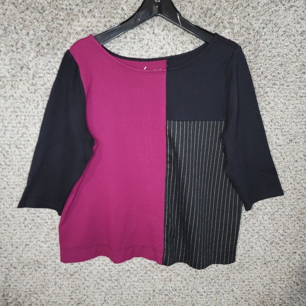 Lane Bryant Top Womens Plus 14/16 Purple 3/4 Sleeve Blouse Stretch Casual Ladies